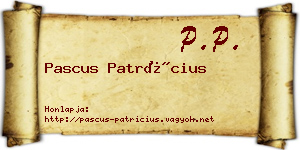 Pascus Patrícius névjegykártya